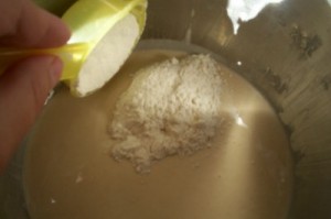 scooping flour