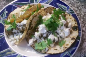 sausage and feta taco